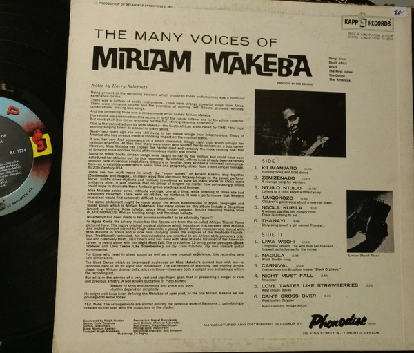 Miriam Makeba - The Many Voices Of Miriam Makeba | Kapp Records (KL 1274) - 3