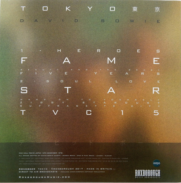 lataa albumi David Bowie - Tokyo
