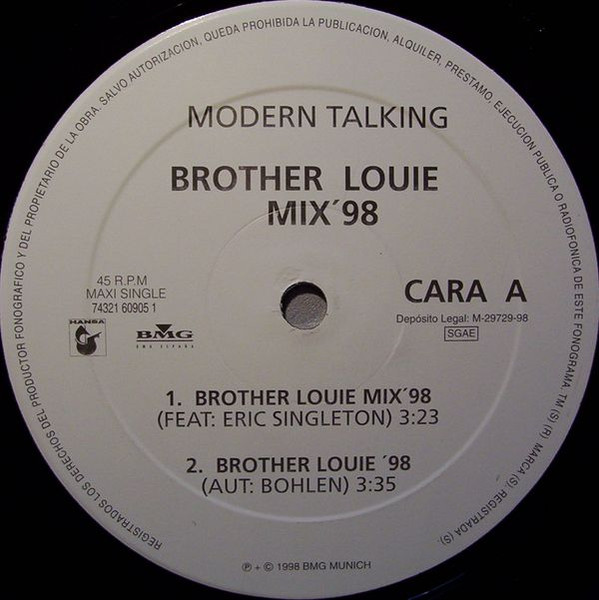 råolie smal udstrømning Modern Talking – Brother Louie Mix '98 (1998, Vinyl) - Discogs