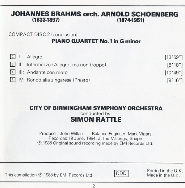 last ned album Mahler Brahms Orch Schoenberg, Bournemouth Symphony Orchestra City Of Birmingham Symphony Orchestra, Simon Rattle - Symphony No 10 Revised Performing Version by Deryck Cooke 1966 74 Piano Quartet No1 In G Minor