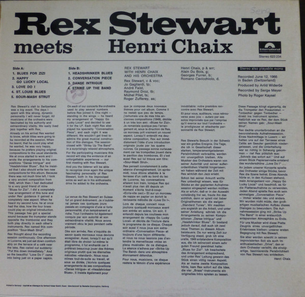 Album herunterladen Rex Stewart, Henri Chaix - Rex Stewart Meets Henri Chaix