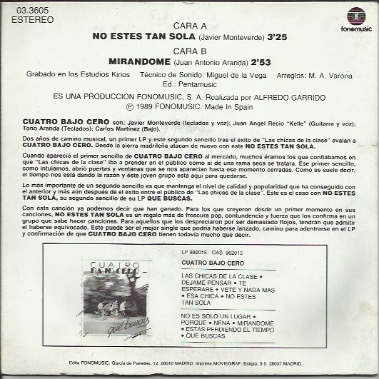 lataa albumi Cuatro Bajo Cero - No Estes Tan Sola