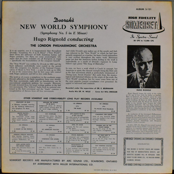 descargar álbum Dvořák London Philharmonic Orchestra Conducted By Hugo Rignold - Symphony No 5 In E Minor From The New World