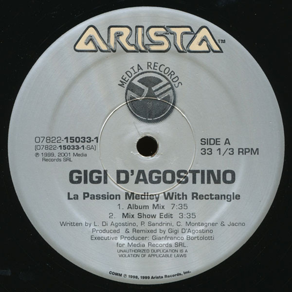 Gigi D'Agostino – La Passion With Rectangle (2001, Vinyl) - Discogs