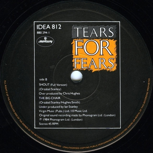 Tears For Fears - Shout (Remix Version) | Mercury (IDEA 812) - 5