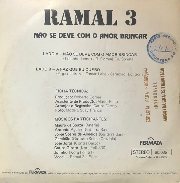 last ned album Ramal 3 - Não Se Deve Com O Amor Brincar