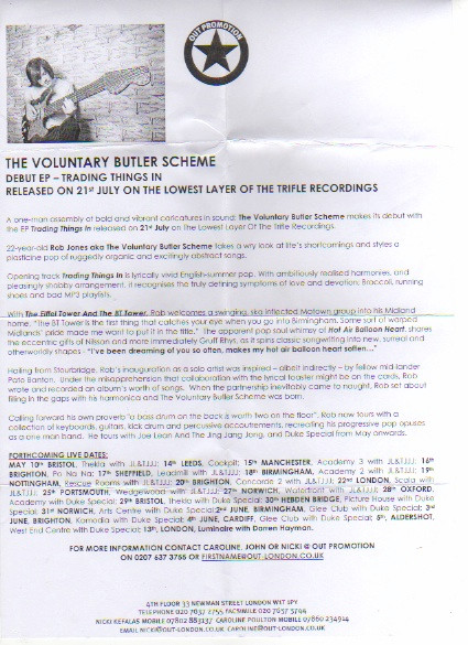 descargar álbum The Voluntary Butler Scheme - Trading Things In