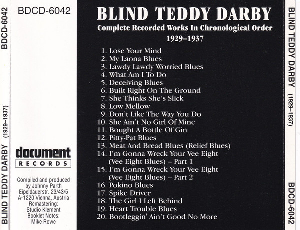 lataa albumi Blind Teddy Darby - 1929 1937 Complete Recorded Works In Chronological Order
