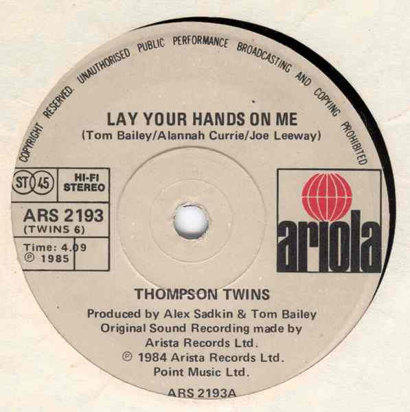 Thompson Twins Lay Your Hands On Me 1985 Vinyl Discogs 