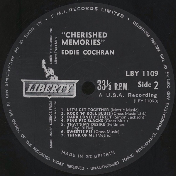 Eddie Cochran - Cherished Memories | Liberty (LBY 1109) - 4