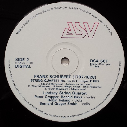 baixar álbum Franz Schubert, Lindsay String Quartet - String Quartet No15 In G Major D887