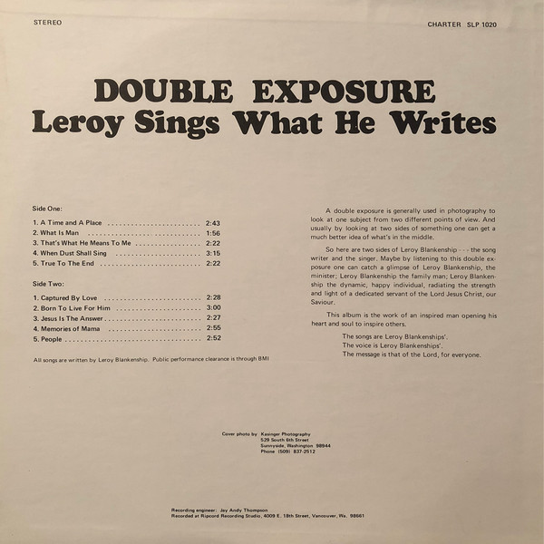 ladda ner album Leroy Blankenship - Double Exposure Leroy Sings What He Writes