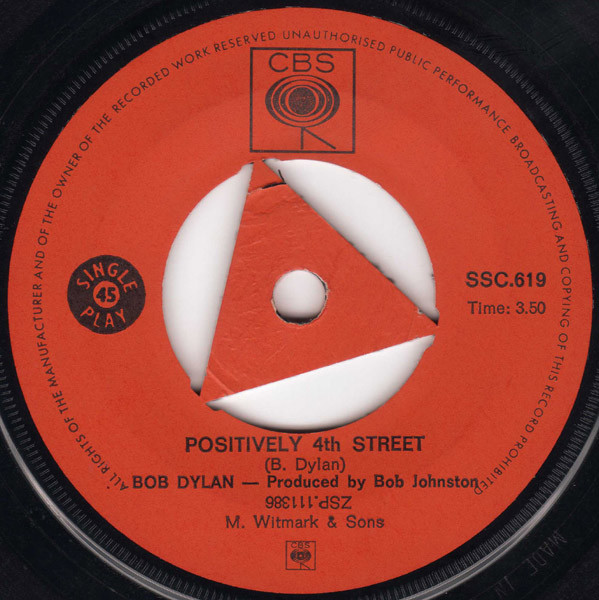 Bob Dylan – Positively 4th Street (1965, Vinyl) - Discogs