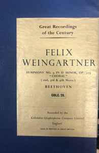 Felix Weingartner - Symphony No. 9 In D Minor, Op. 125 "Choral" album cover