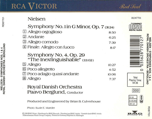 lataa albumi Paavo Berglund, The Royal Danish Orchestra, Nielsen - Symphonie No 1 Symphonie No 4 Inextinguishable