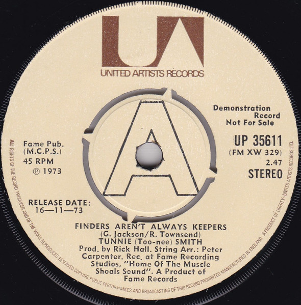 Tunnie (Too-nee) Smith – Finder's Aren't Always Keepers (1973