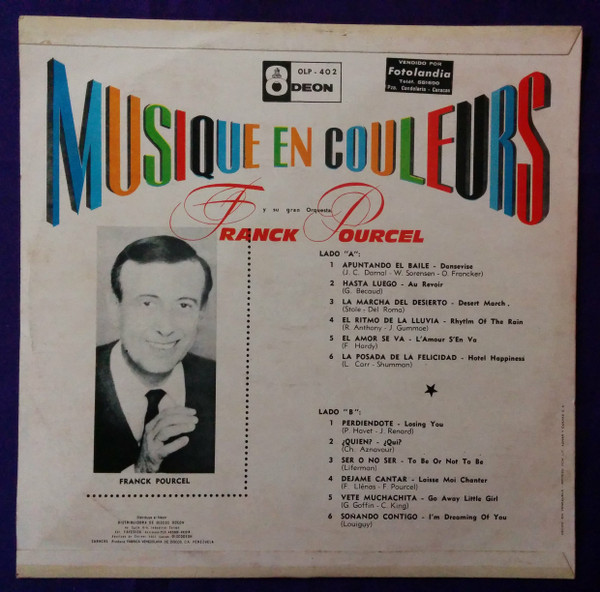 descargar álbum Franck Pourcel Et Son Grand Orchestre - Musique En Couleurs Música En Colores