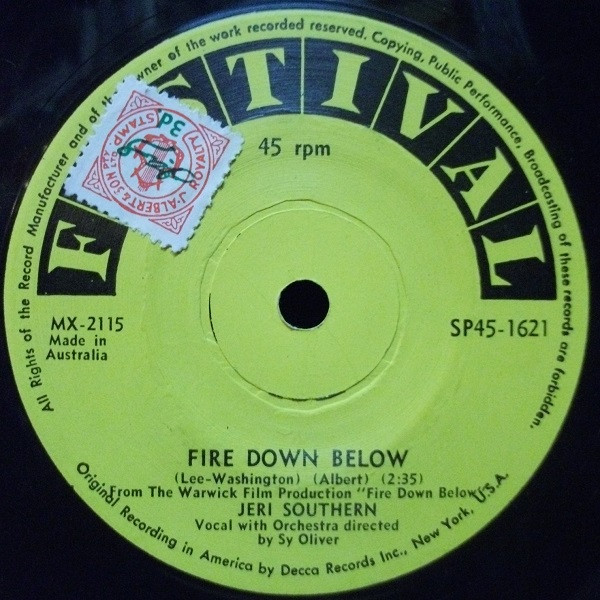 Jeri Southern – Fire Down Below (1957, Vinyl) - Discogs