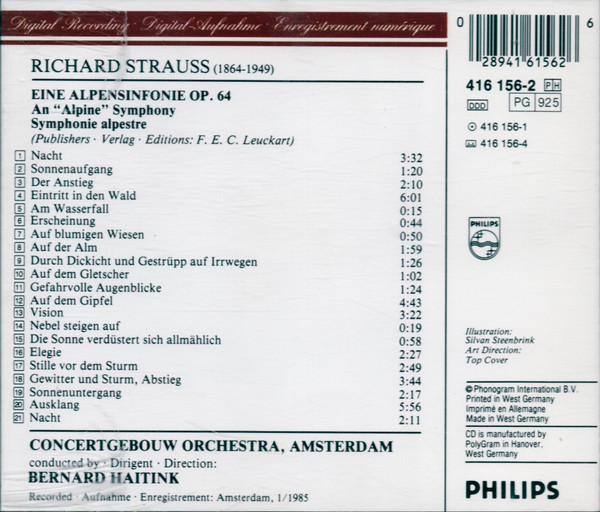 télécharger l'album Richard Strauss Concertgebouw Orchestra, Amsterdam, Bernard Haitink - Eine Alpensinfonie