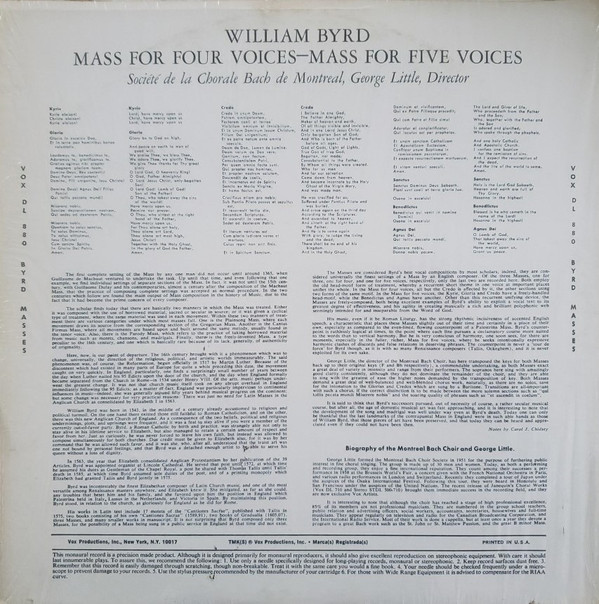 lataa albumi William Byrd, La Société De La Chorale Bach de Montréal, George Little - Mass For Four Voices Mass For Five Voices