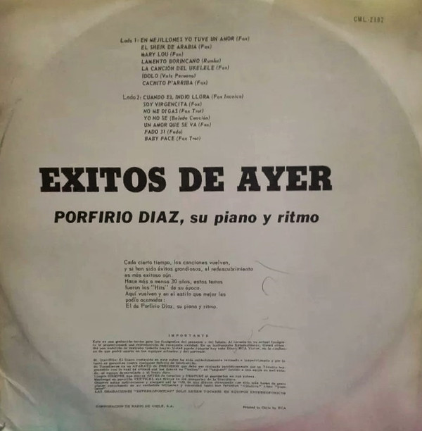 ladda ner album Porfirio Diaz Y Su Conjunto - Éxitos de Ayer