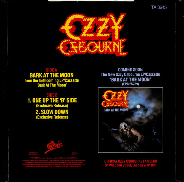 Ozzy Osbourne – Bark At The Moon (1983, Vinyl) - Discogs