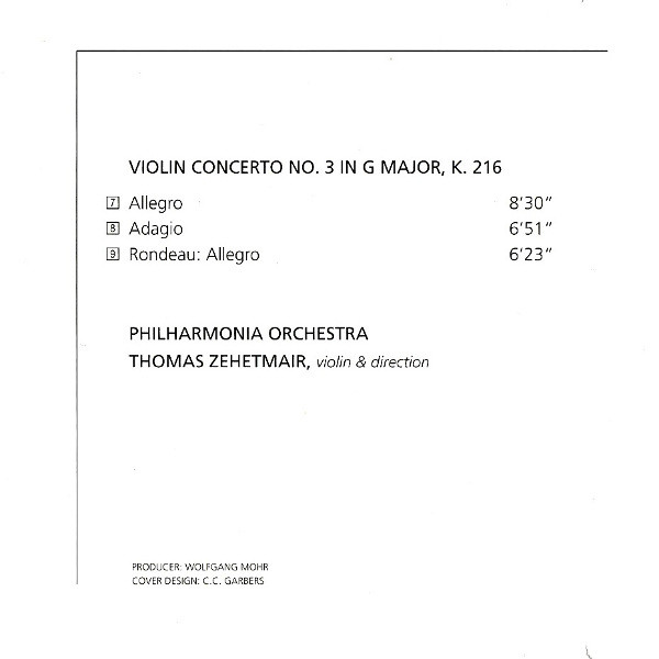 Album herunterladen Mozart Philharmonia Orchestra Thomas Zehetmair - Violin Concertos Nos 1 2 3