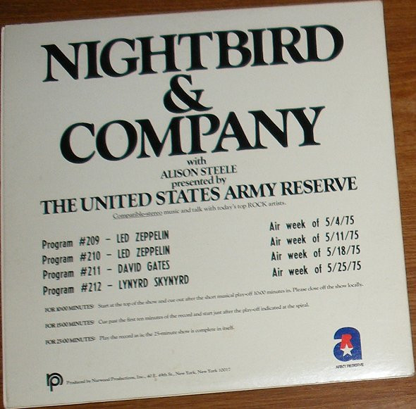 ladda ner album Led Zeppelin David Gates Lynyrd Skynyrd - Nightbird Company Cosmic Connections Presented By The US Army Reserve