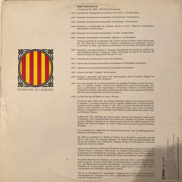 ladda ner album Josep Tarradellas - Parla Josep Tarradellas President de la Generalitat de Catalunya