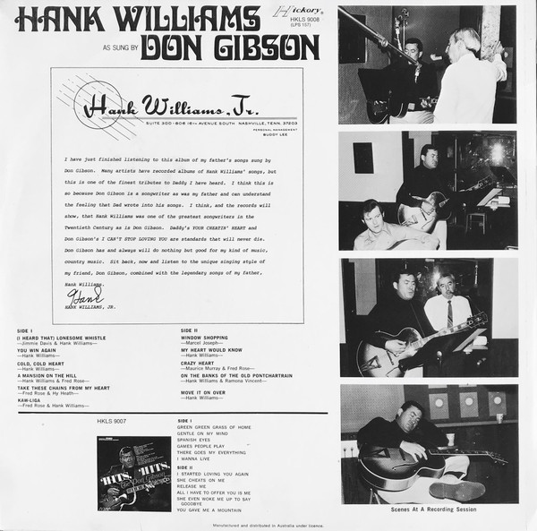 baixar álbum Don Gibson - Hank Williams As Sung By Don Gibson