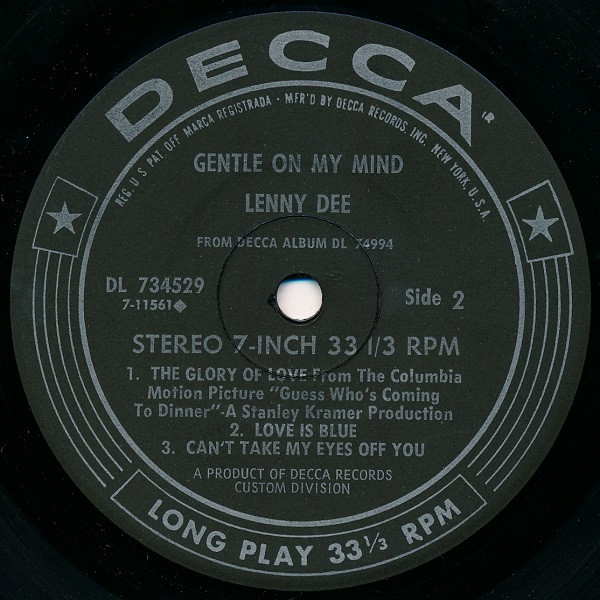 descargar álbum Lenny Dee - Gentle On My Mind