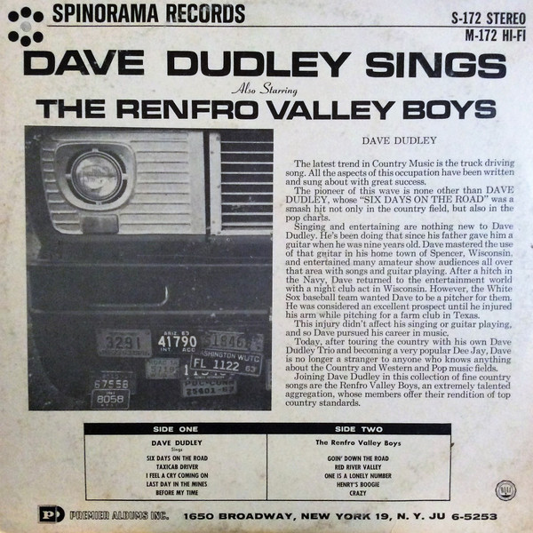 ladda ner album Dave Dudley, The Renfro Valley Boys - Dave Dudley Sings Also Starring The Renfro Valley Boys