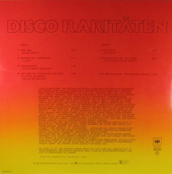 Various - Disco Raritäten Vol. 1 | CBS (CBS 26568) - 2