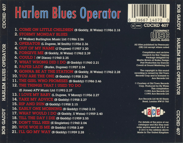 descargar álbum Bob Gaddy - Harlem Blues Operator