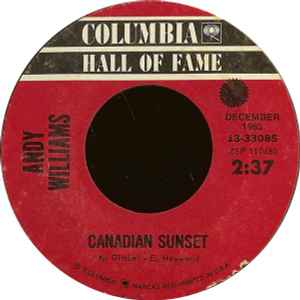 Andy Williams - Canadian Sunset / The Hawaiian Wedding Song (Ke Kali Nei Au) album cover