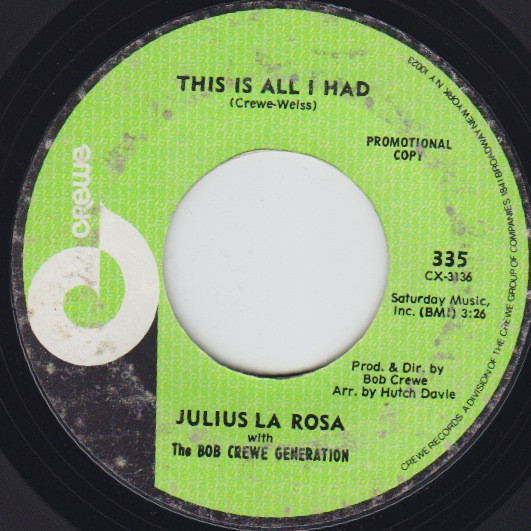 baixar álbum Julius La Rosa With The Bob Crewe Generation - This Is All I Had