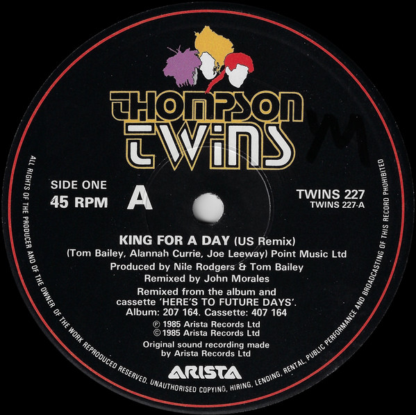 Thompson Twins – King For A Day (U.S. Re-Mix) (1985, Vinyl) - Discogs