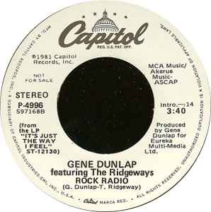 Gene Dunlap Featuring The Ridgeways – Rock Radio (1981, Vinyl