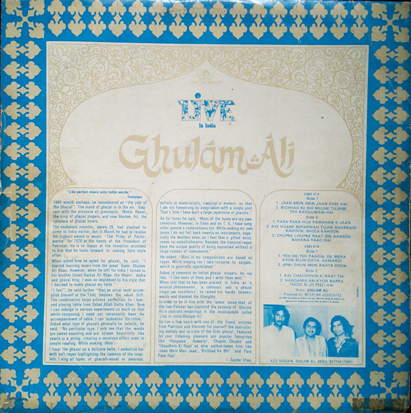 Album herunterladen Ghulam Ali - Live In India Urdu Ghazals
