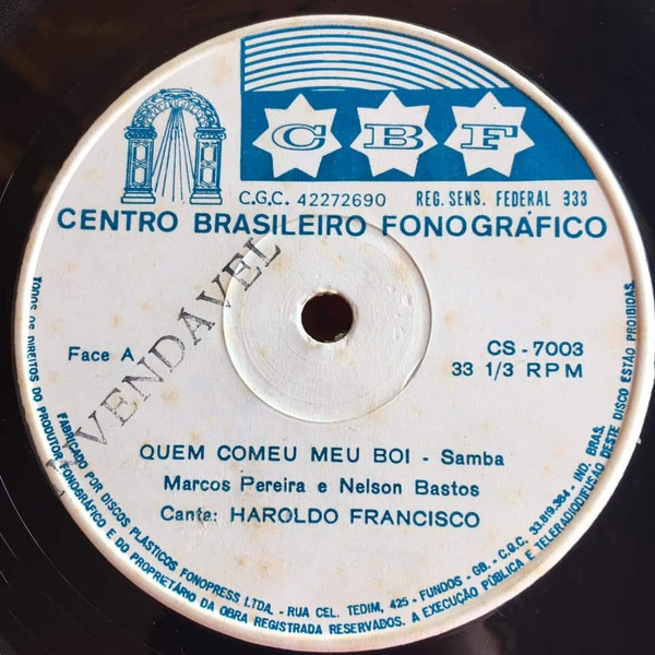 Album herunterladen Haroldo Francisco - Quem Comeu Meu Boi No Terreiro Da Mangueira