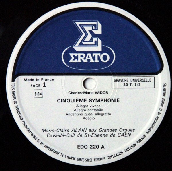 baixar álbum CharlesMarie Widor Eugène Gigout MarieClaire Alain - 5e Symphonie Méditation Sur La 1re Symphonie Final De La 2e Symphonie Scherzo Toccata
