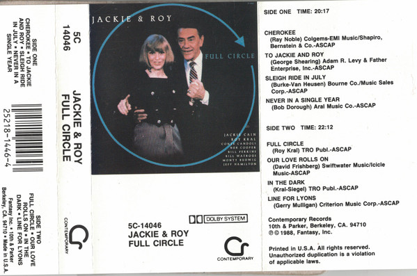 Jackie & Roy – Full Circle (1988, CD) - Discogs