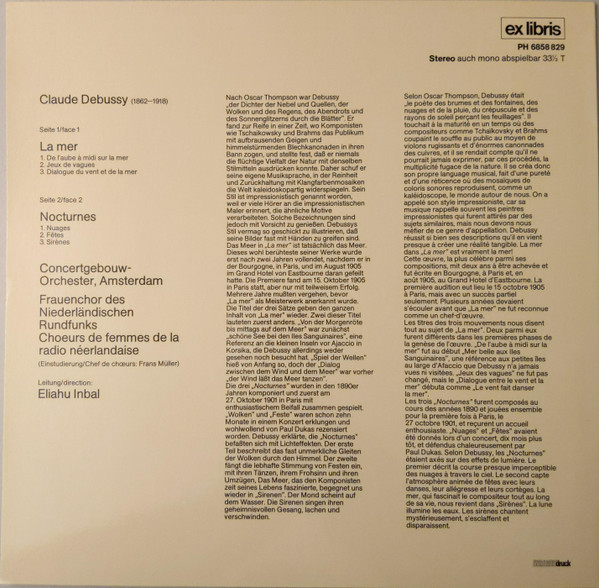baixar álbum C Debussy, ConcertgebouwOrchester, Amsterdam, Eliahu Inbal - La Mer Trois Nocturnes