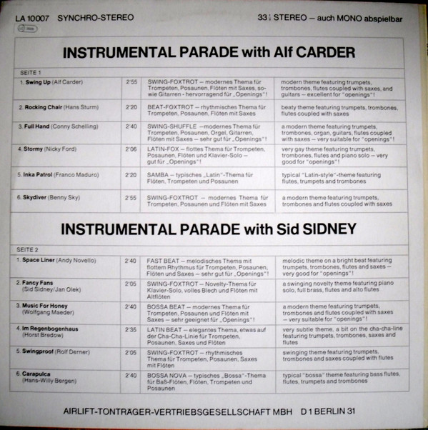 Album herunterladen Alf Carder Sid Sidney - Instrumental Parade With Alf Carder And Sid Sidney