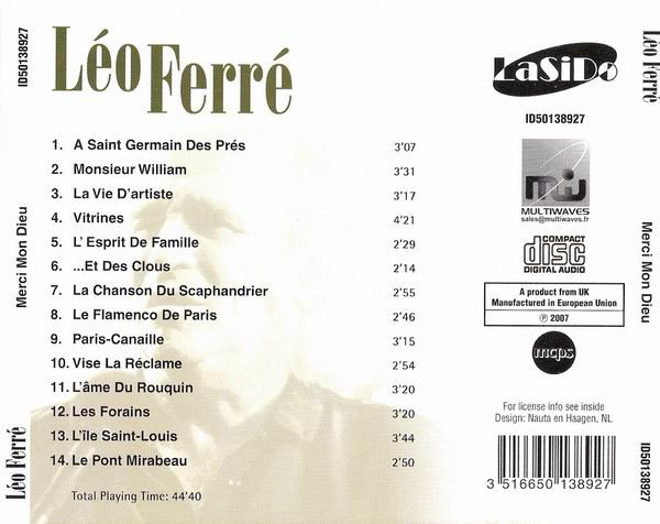 ladda ner album Léo Ferré - Merci Mon Dieu