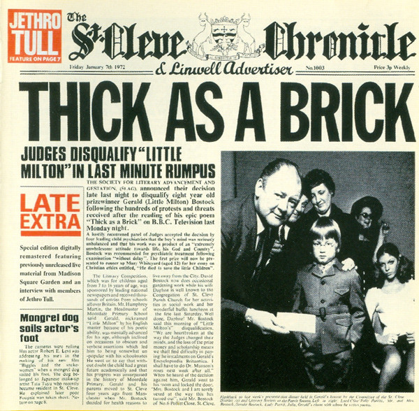 Jethro Tull – Thick As A Brick (1998, CD) - Discogs