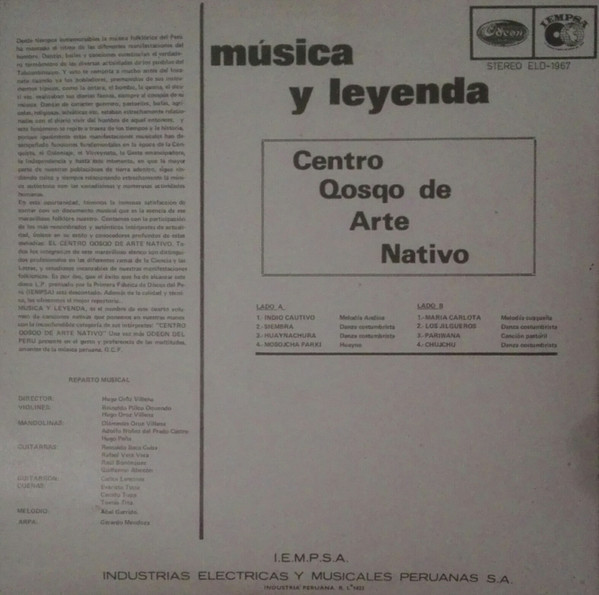 lataa albumi Centro Qosqo Del Arte Nativo - Música Y Leyenda