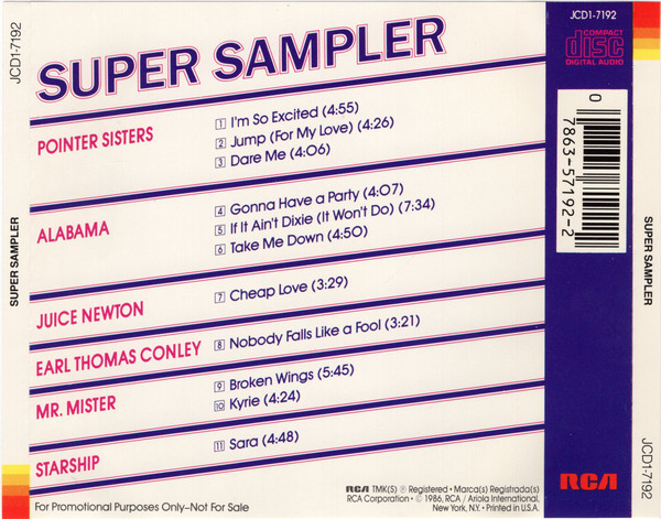 last ned album Various - Super Sampler Chevy Super Tour 86