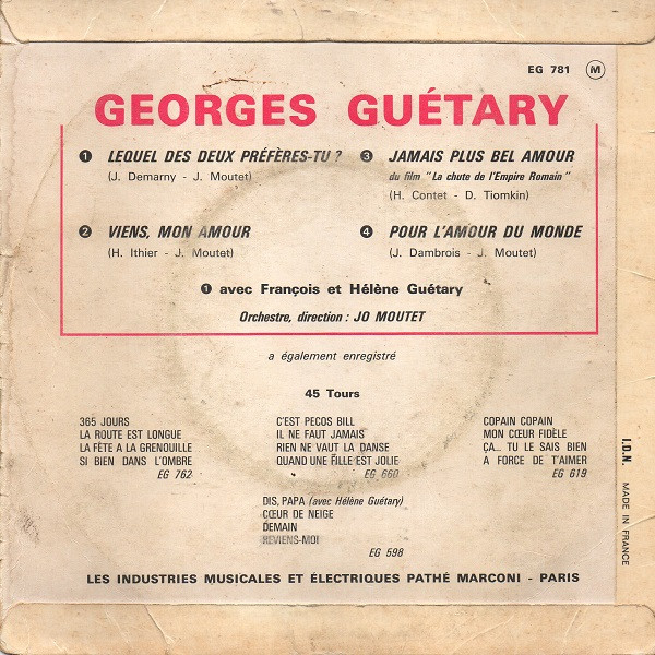 baixar álbum Georges Guétary - Lequel Des Deux Préfères Tu