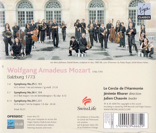 baixar álbum Mozart Le Cercle de l'Harmonie, Jérémie Rhorer, Julien Chauvin - Salzburg 1773 Symphonies 25 26 29
